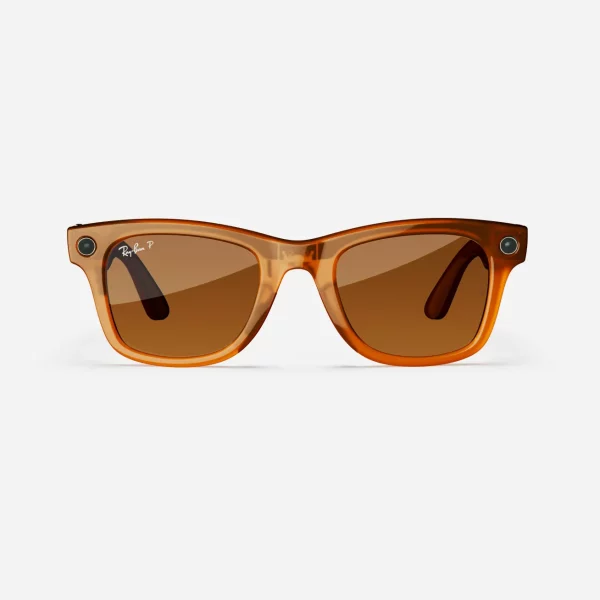 Ray-Ban Meta Wayfarer Large Shiny Caramel Polar Brown Lens